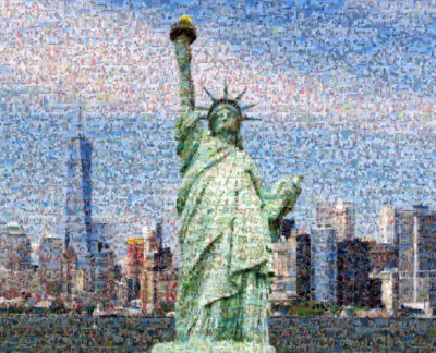 image of statue of liberty created of other images